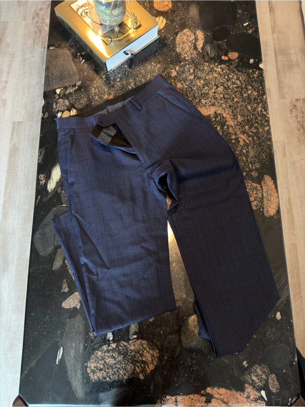 Ralph Lauren Men's Dark Navy Checked Dress Pants